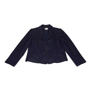 Vintage USA Neiman Marcus Exclusive Womens Dark Purple Wool Blend Blazer Size 16